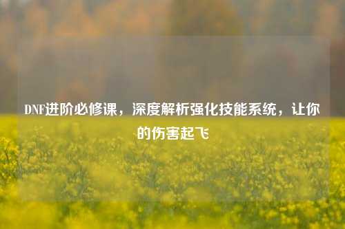 DNF进阶必修课，深度解析强化技能系统，让你的伤害起飞
