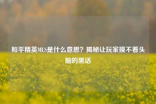 和平精英MLS是什么意思？揭秘让玩家摸不着头脑的黑话