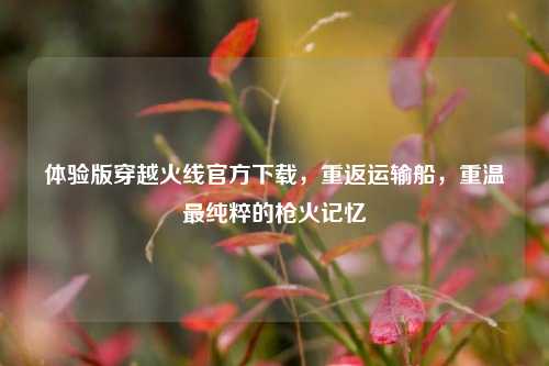 体验版穿越火线官方下载，重返运输船，重温最纯粹的枪火记忆