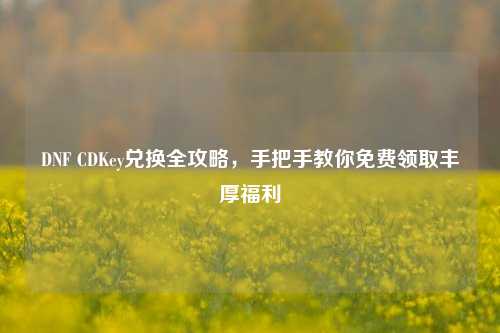 DNF CDKey兑换全攻略，手把手教你免费领取丰厚福利