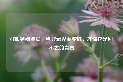 CF服务器爆满，当登录界面变红，才懂这是回不去的青春