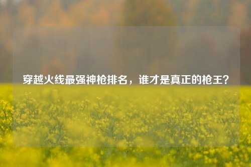 穿越火线最强神枪排名,谁才是真正的枪王?