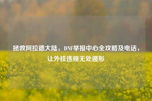 拯救阿拉德大陆，DNF举报中心全攻略及电话，让外挂违规无处遁形