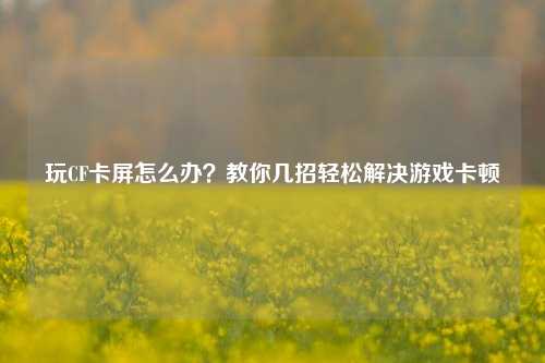 玩CF卡屏怎么办？教你几招轻松解决游戏卡顿