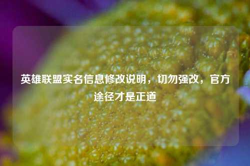 英雄联盟实名信息修改说明,切勿强改,官方途径才是正道
