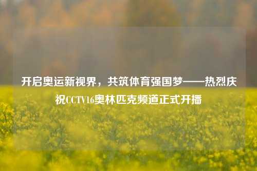 开启奥运新视界,共筑体育强国梦——热烈庆祝CCTV16奥林匹克频道正式开播