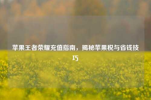 苹果王者荣耀充值指南,揭秘苹果税与省钱技巧