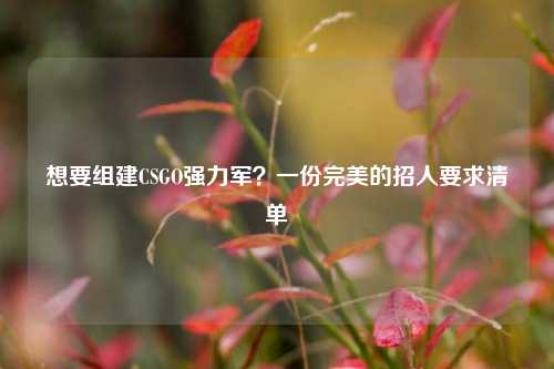 想要组建CSGO强力军?一份完美的招人要求清单