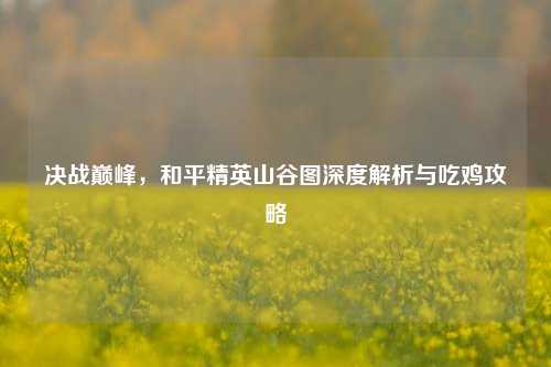 决战巅峰，和平精英山谷图深度解析与吃鸡攻略