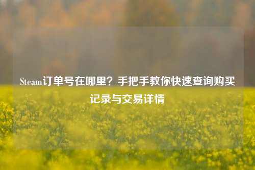 Steam订单号在哪里？手把手教你快速查询购买记录与交易详情
