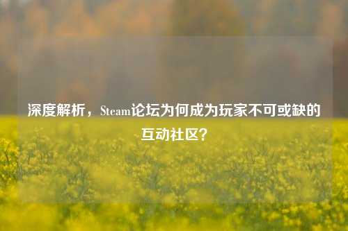 深度解析，Steam论坛为何成为玩家不可或缺的互动社区？