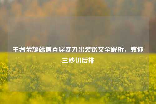 王者荣耀韩信百穿暴力出装铭文全解析,教你三秒切后排