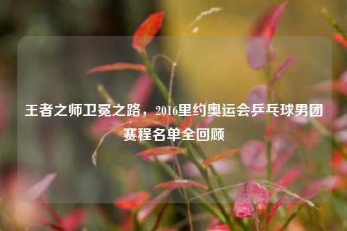 王者之师卫冕之路,2016里约奥运会乒乓球男团赛程名单全回顾
