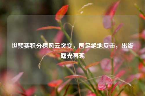 世预赛积分榜风云突变,国足绝地反击,出线曙光再现