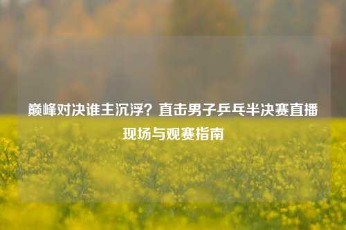 巅峰对决谁主沉浮?直击男子乒乓半决赛直播现场与观赛指南