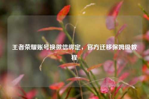 王者荣耀账号换微信绑定，官方迁移保姆级教程