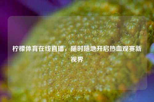 柠檬体育在线直播,随时随地开启热血观赛新视界