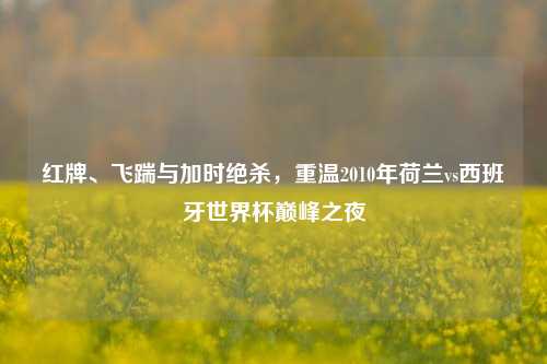 红牌、飞踹与加时绝杀,重温2010年荷兰vs西班牙世界杯巅峰之夜
